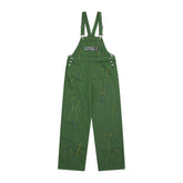 Letter Embroidery Denim Suspender Pants Men