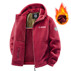 Men's Loose Casual Hooded And Velvet Printed Jacket