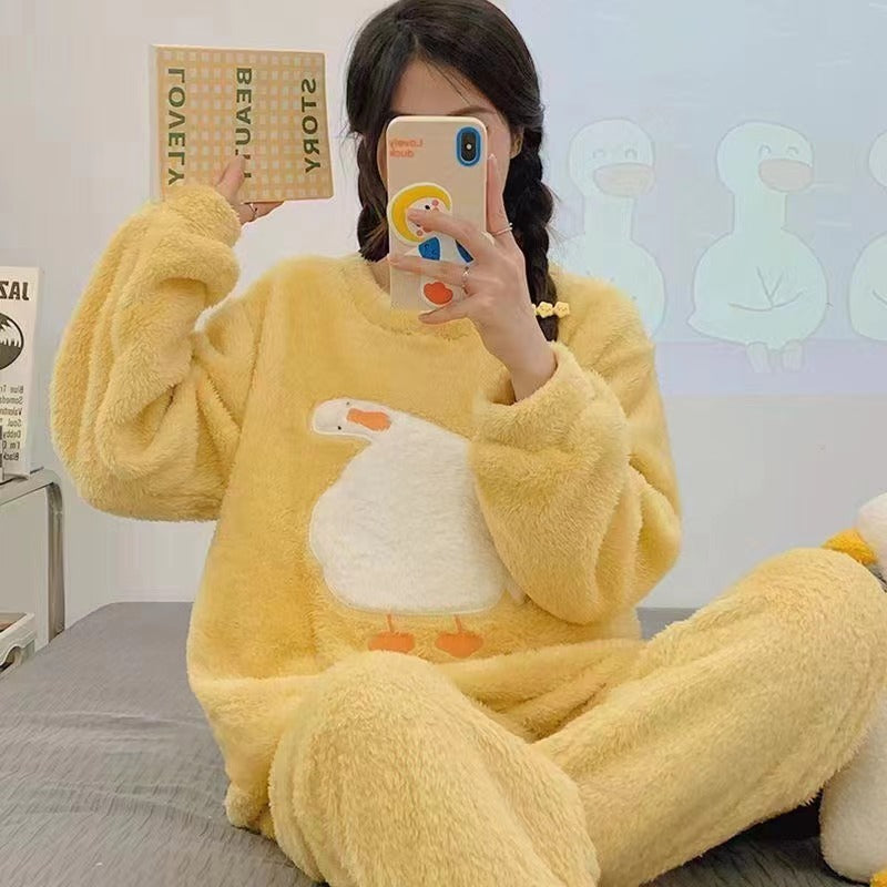 Winter Cute Fleece-lined Thermal Flannel New Sweet Home Wear Suit