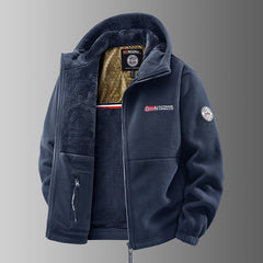 Men's Loose Casual Hooded And Velvet Printed Jacket