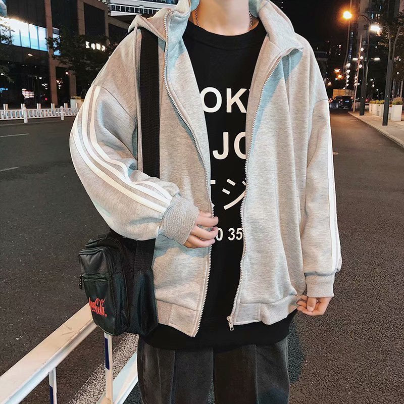 Striped hooded cardigan