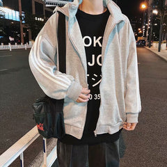 Striped hooded cardigan