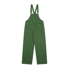 Letter Embroidery Denim Suspender Pants Men