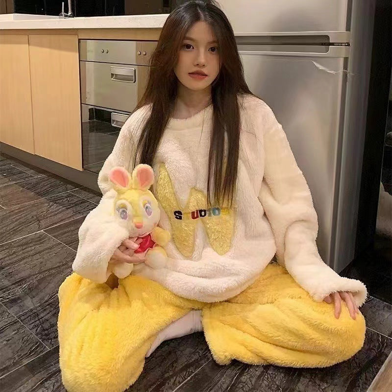 Winter Cute Fleece-lined Thermal Flannel New Sweet Home Wear Suit